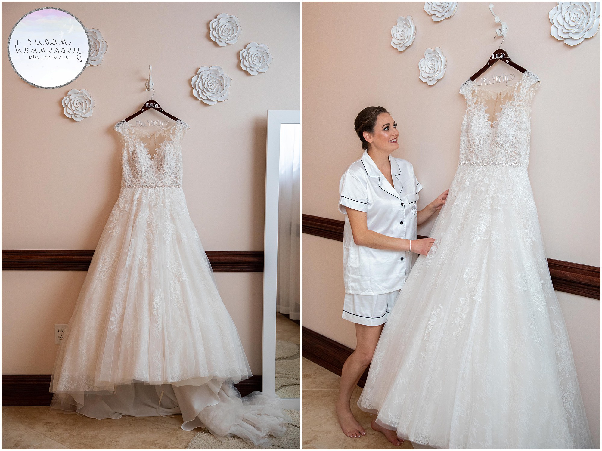 Bride and her essense of Australia gown at Wedding at Old York Country Club