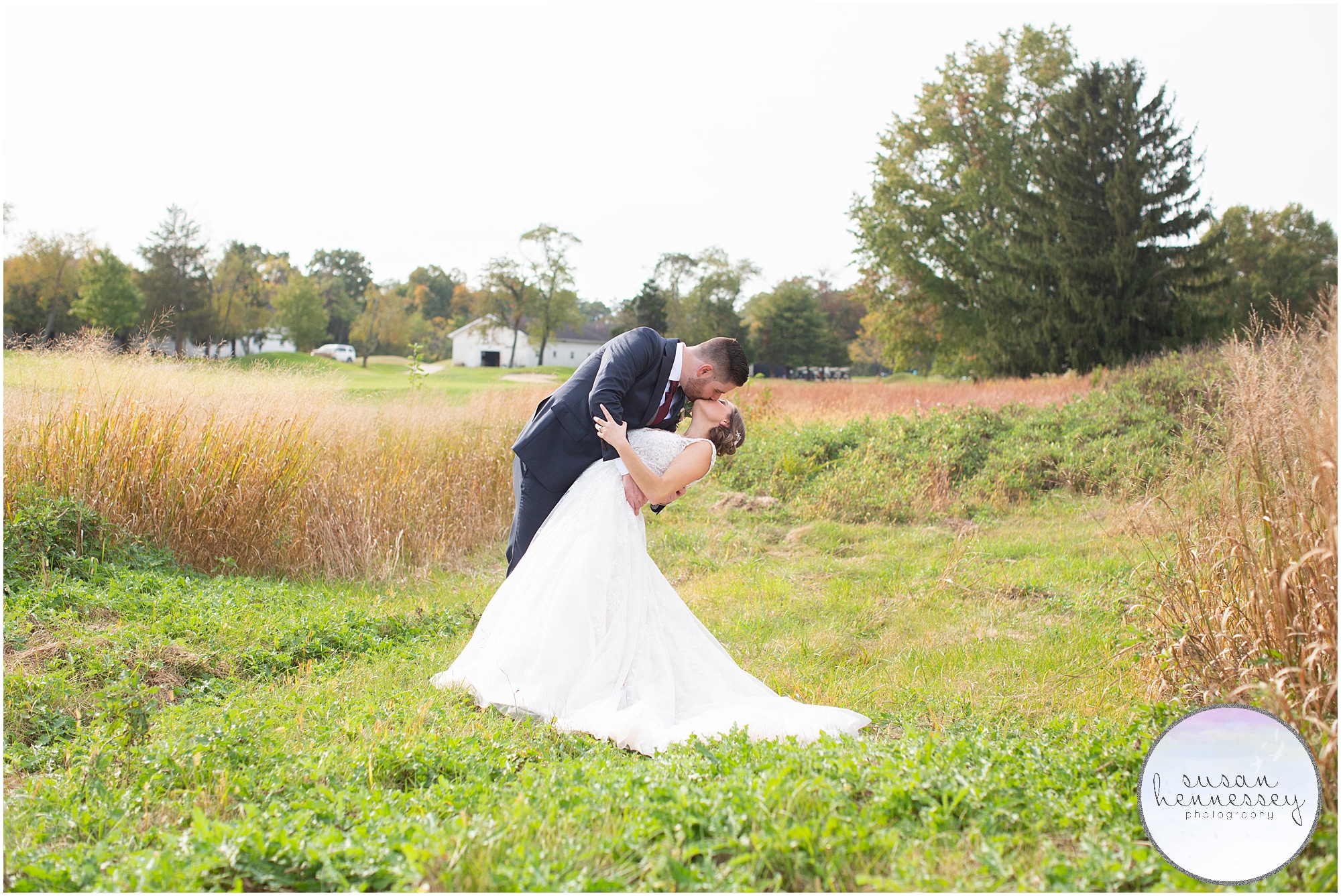 Romantic outdoor portraits at wedding at Old York Country Club