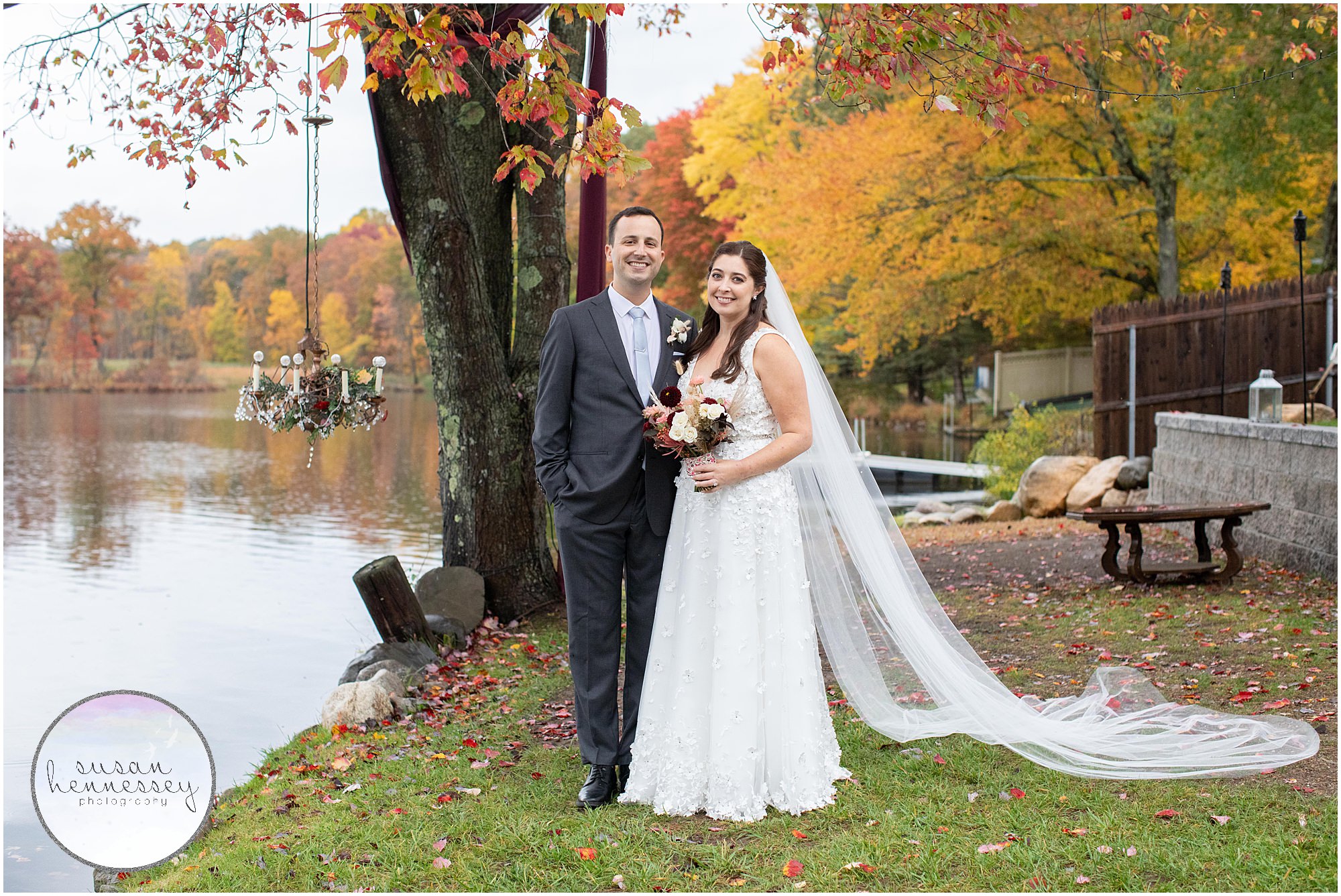 Bride and groom at Autumn Andre's Lakeside Dining Microwedding
