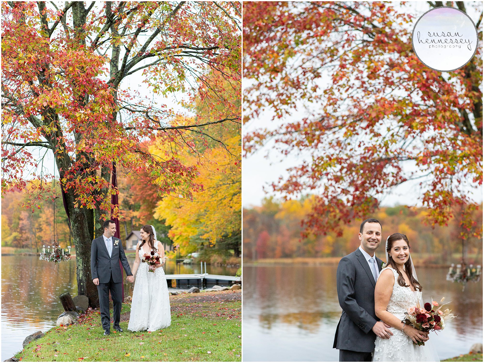 Romantic bride and groom portraits at Andre's Lakeside Dining Microwedding