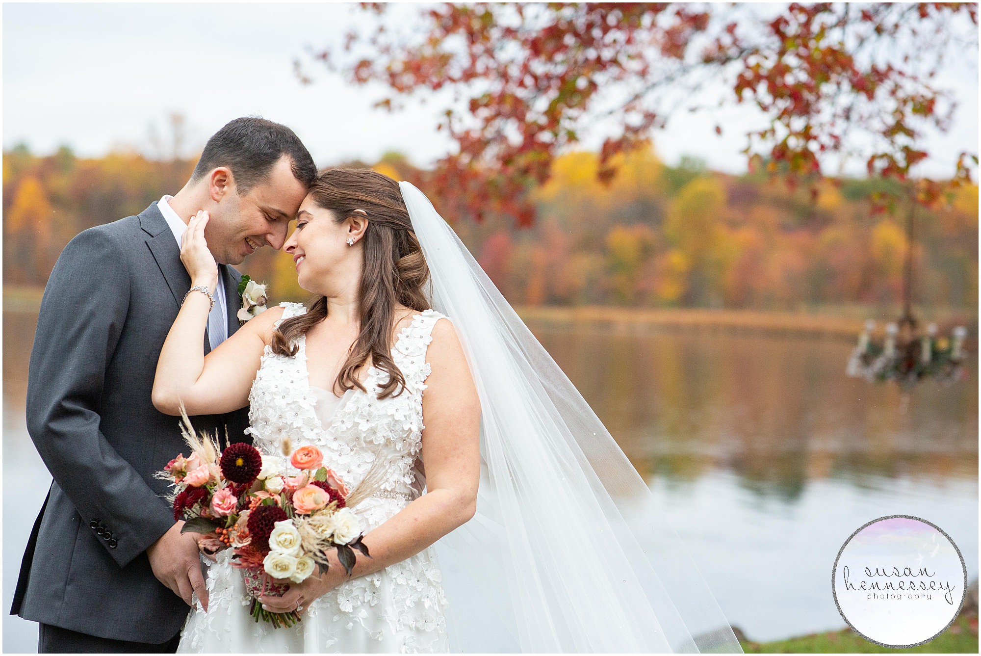 Fall foliage on lake at Andre's Lakeside Dining Microwedding