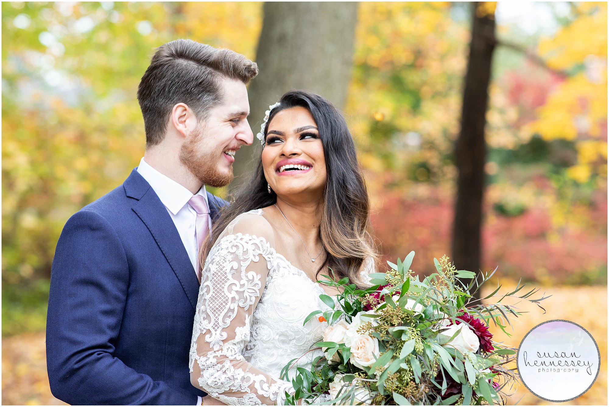 South Jersey microwedding in Moorestown with peak fall foliage 