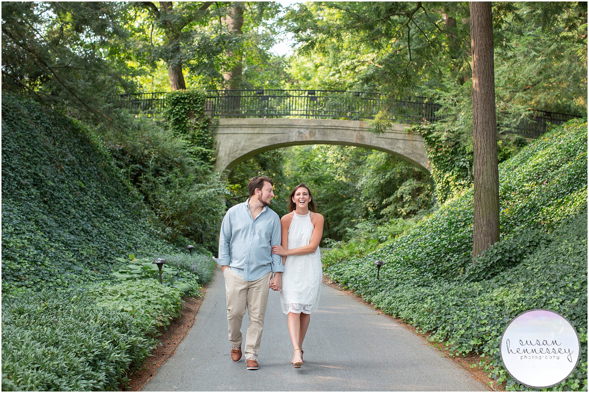 A happy couple at their photo session at Longwood Gardens