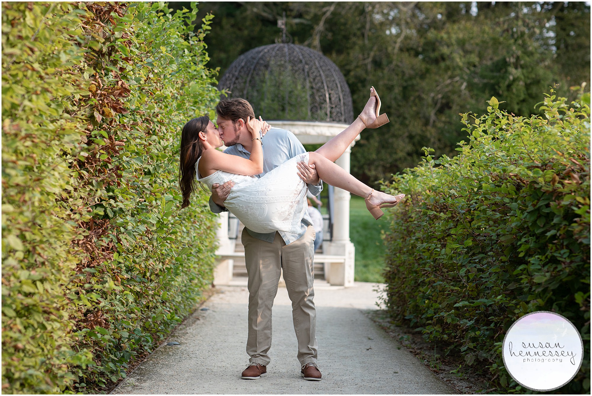 A photography Session at Longwood Gardens of an engaged couple