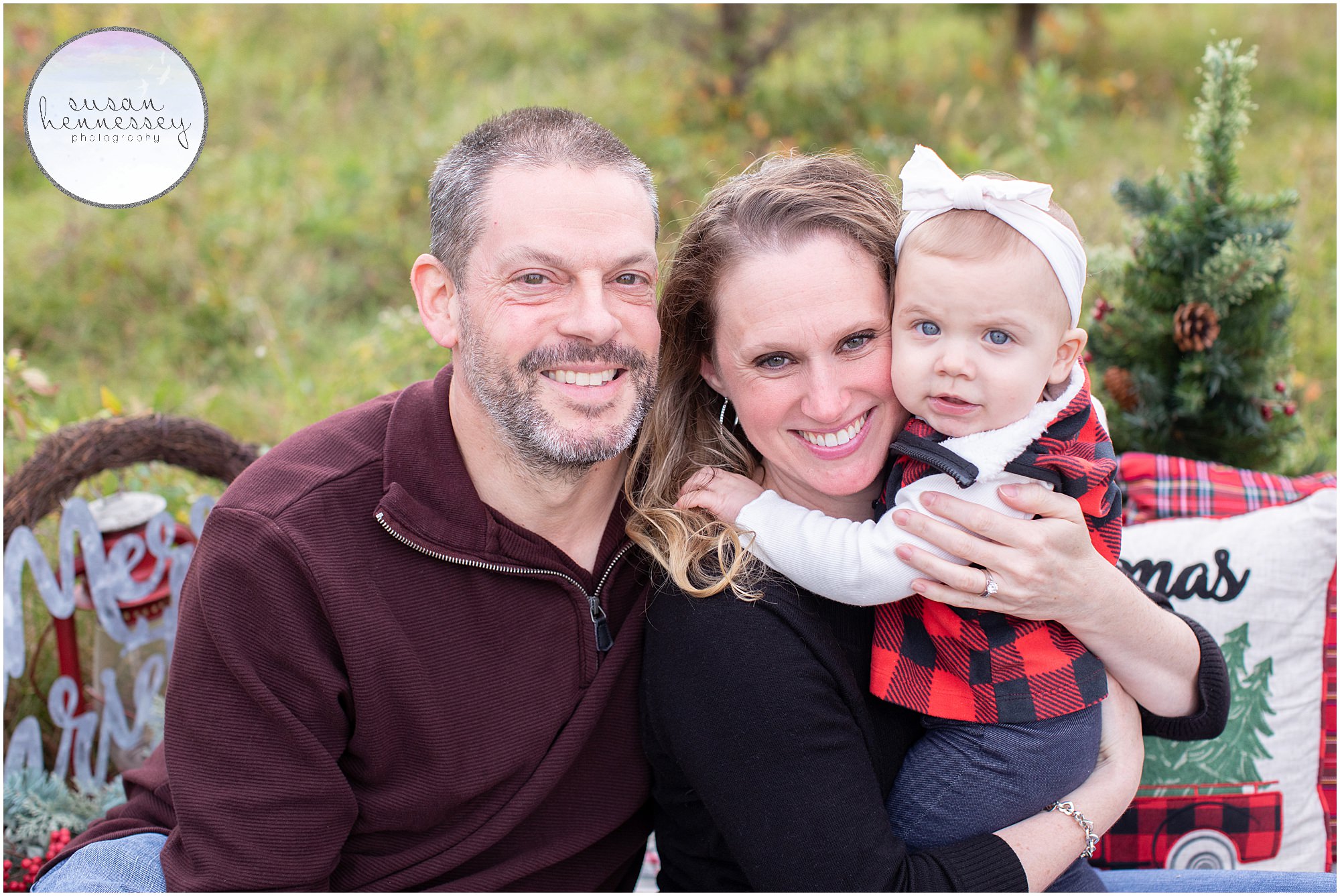 A family of three is photographed for their South Jersey holiday family photos