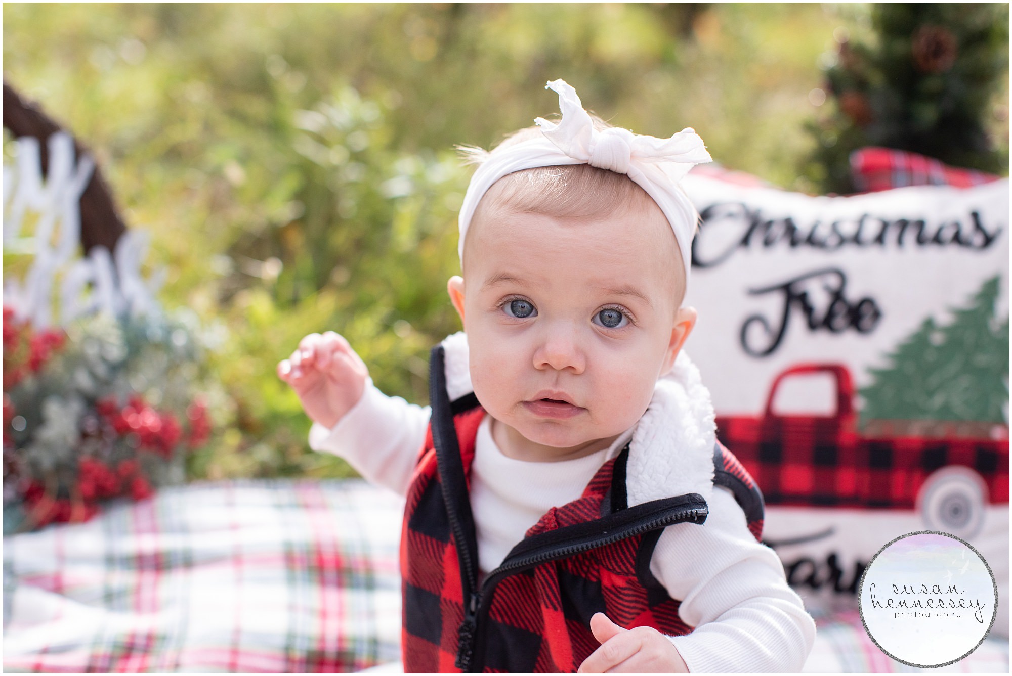 A little girl is photographed for her South Jersey holiday family photos