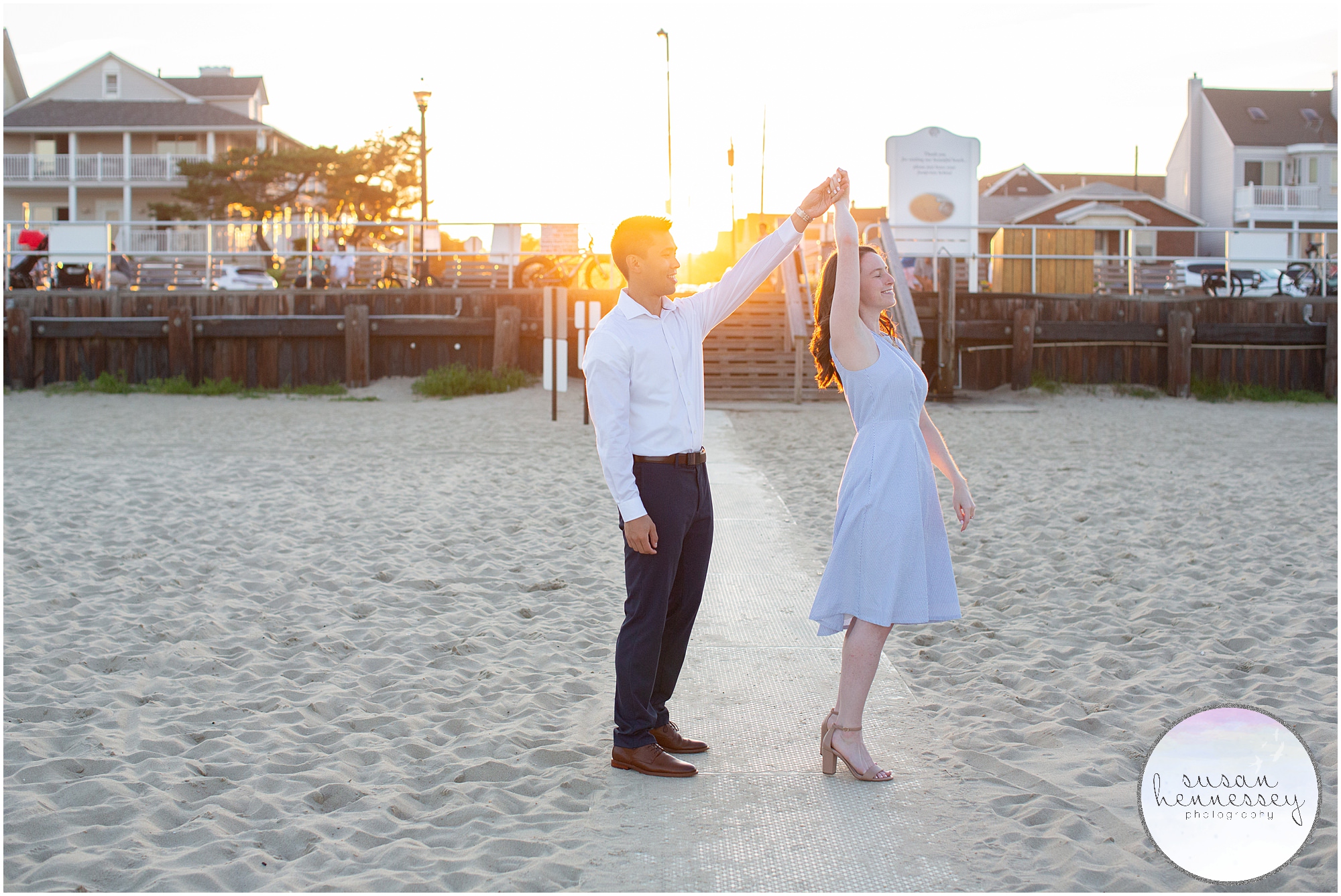 A Bradley Beach engagement session is perfect for sunset portraits. 