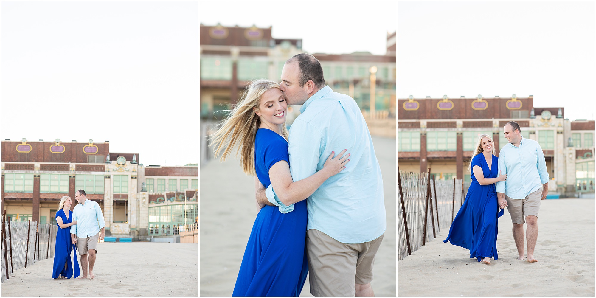 Engagement Session at Asbury Park with a couple in shades of blue.
