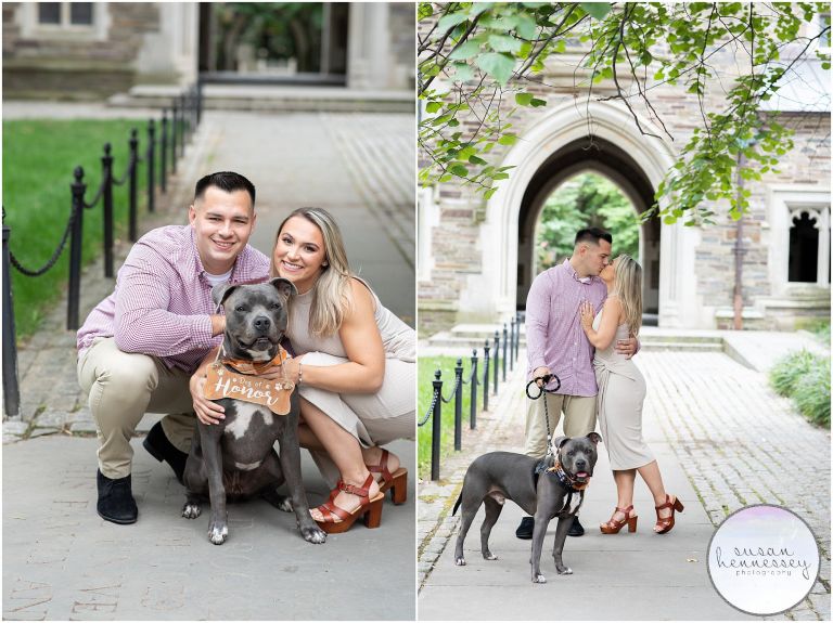 Princeton Engagement Session at Princeton University with couples dog