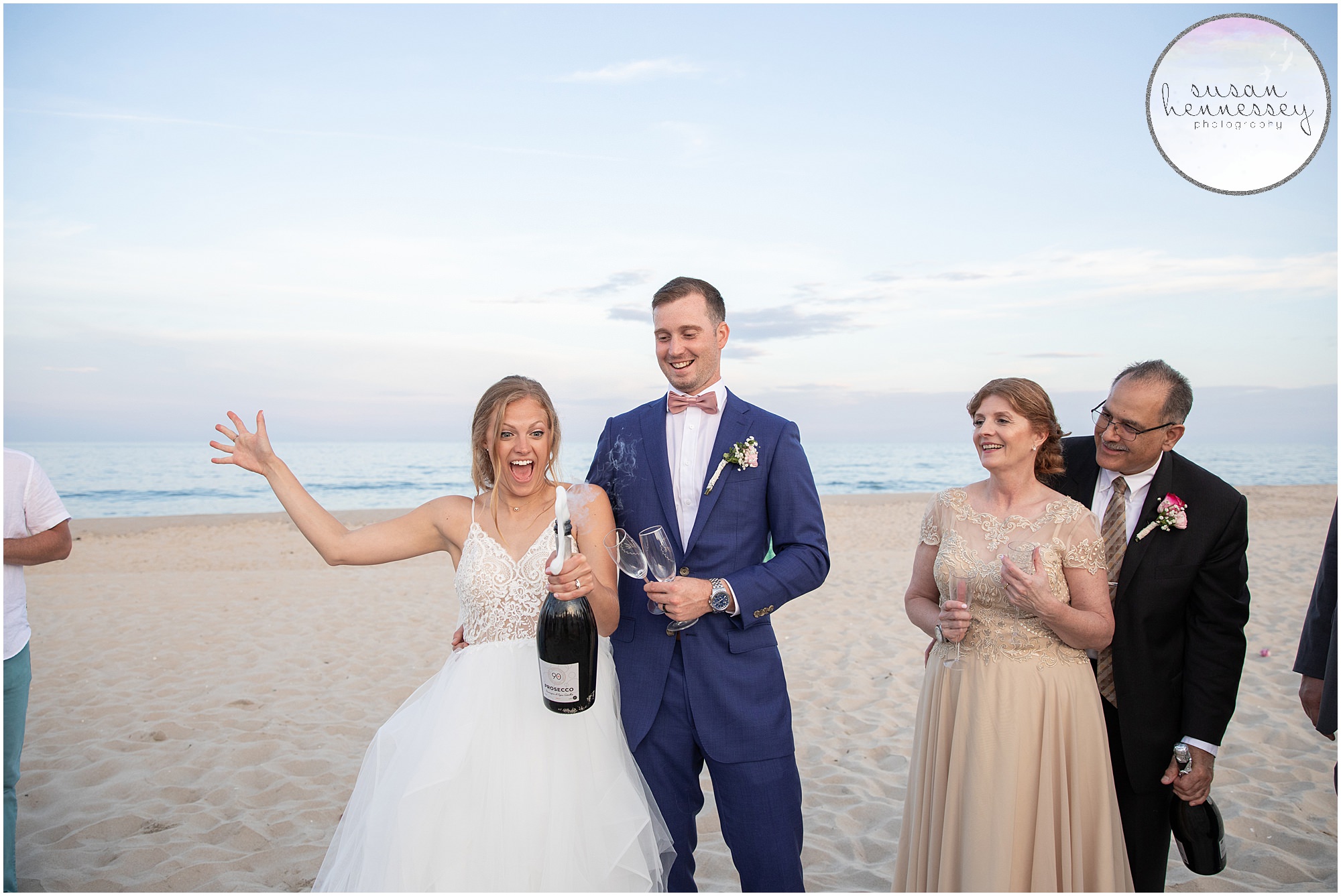 Susan Hennessey Photography Best of 2020 Weddings - LBI Microwedding champagne and speeches on the beach