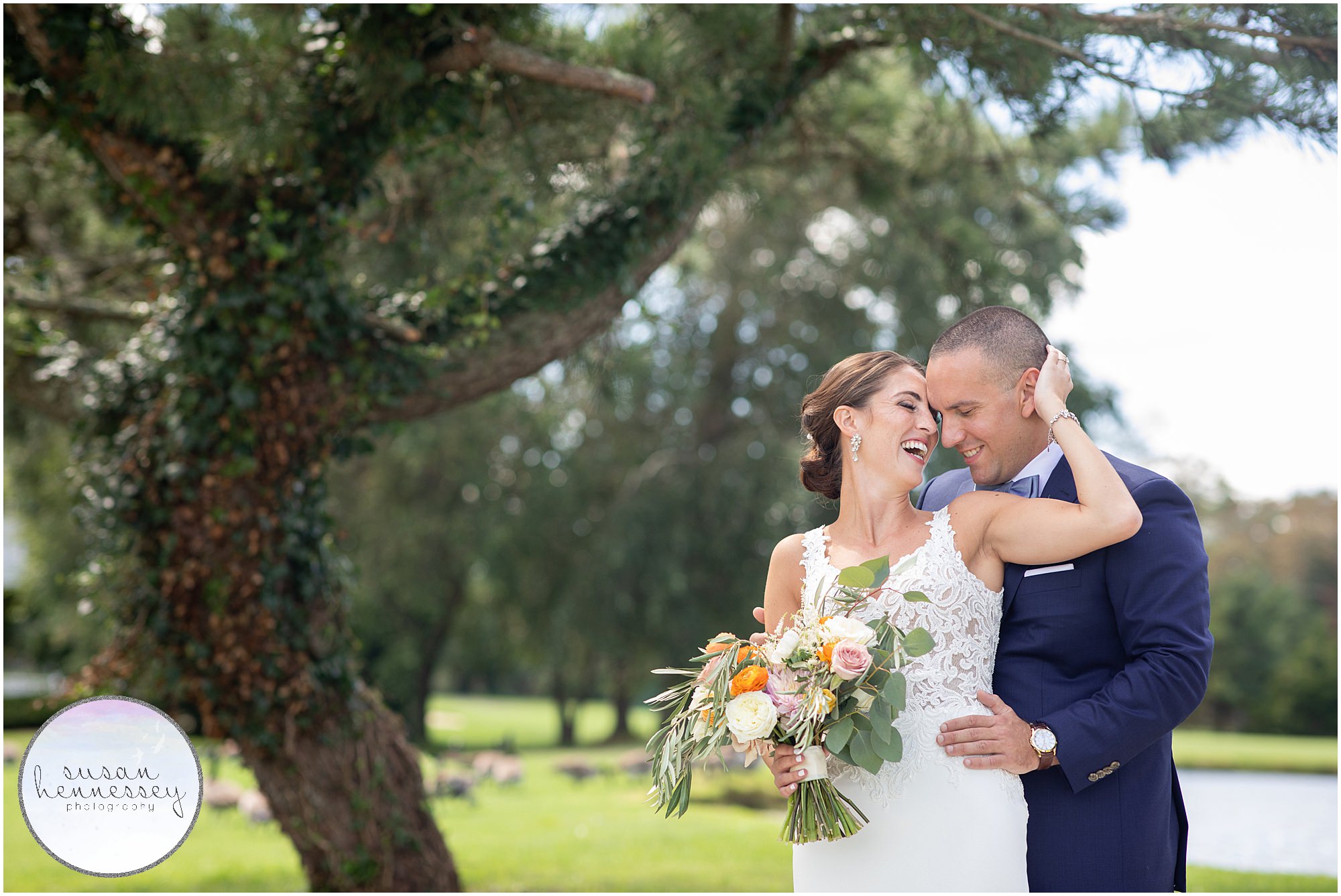 Susan Hennessey Photography Best of 2020 Weddings - Bride and groom laugh at Atlantic City Country Club wedding