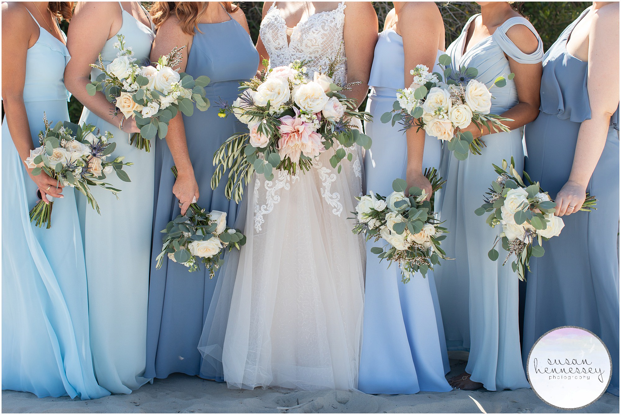 Susan Hennessey Photography Best of 2020 Weddings - Bridesmaids in various shades of blue at ICONA Diamond Beach wedding