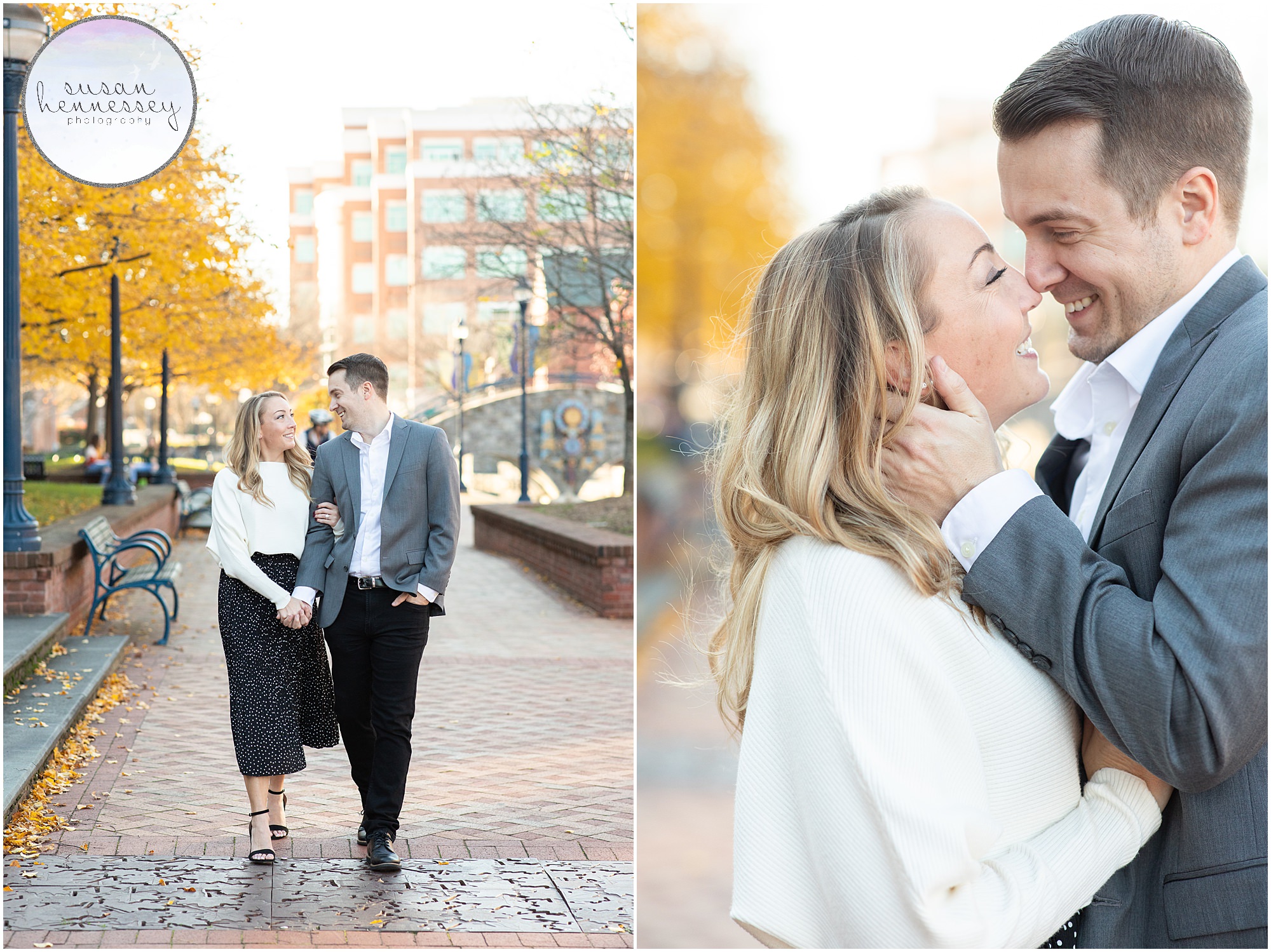 An engagement session at sunset in Downtown Frederick, MD