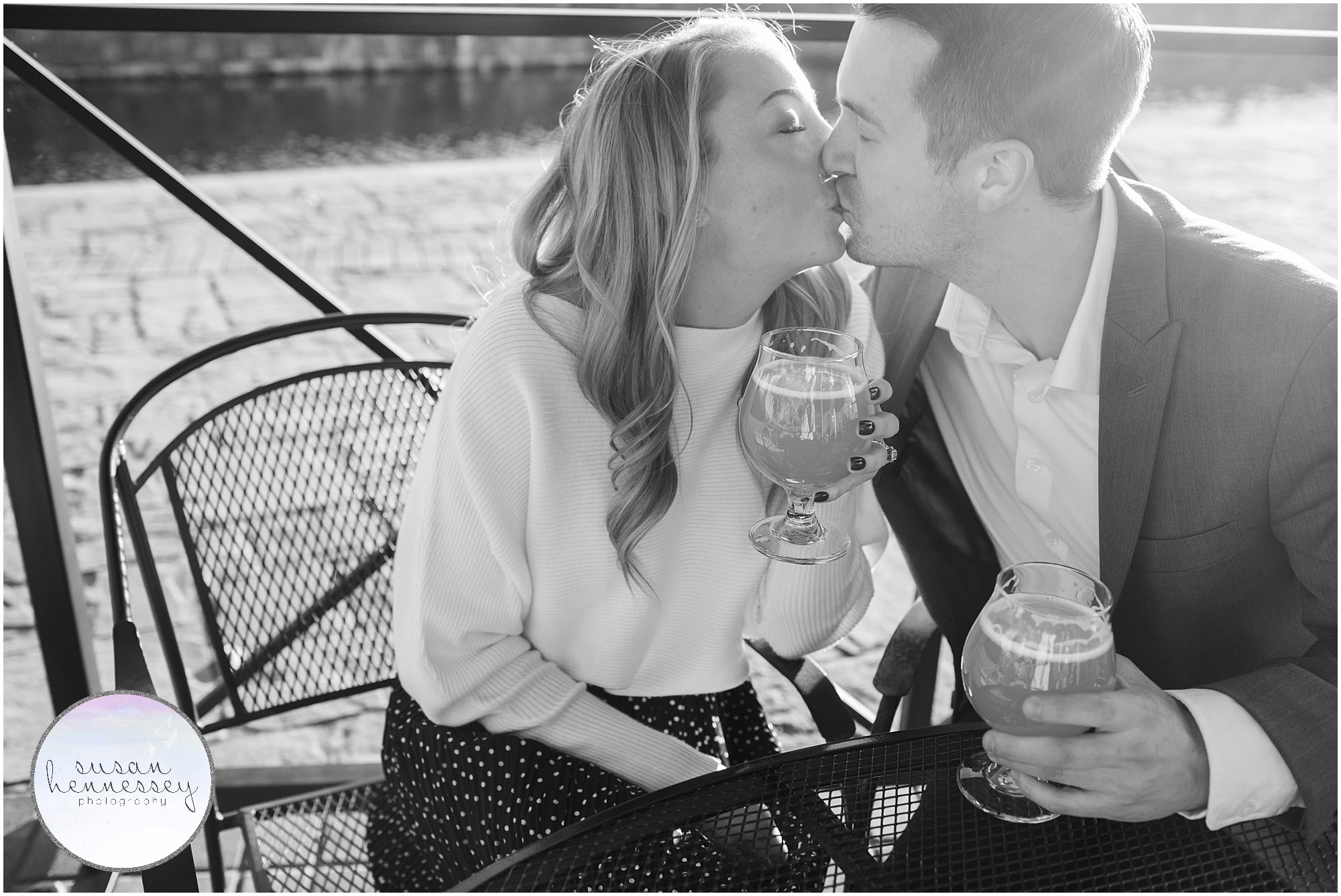 downtown Frederick engagement session photographed at one of the breweries.