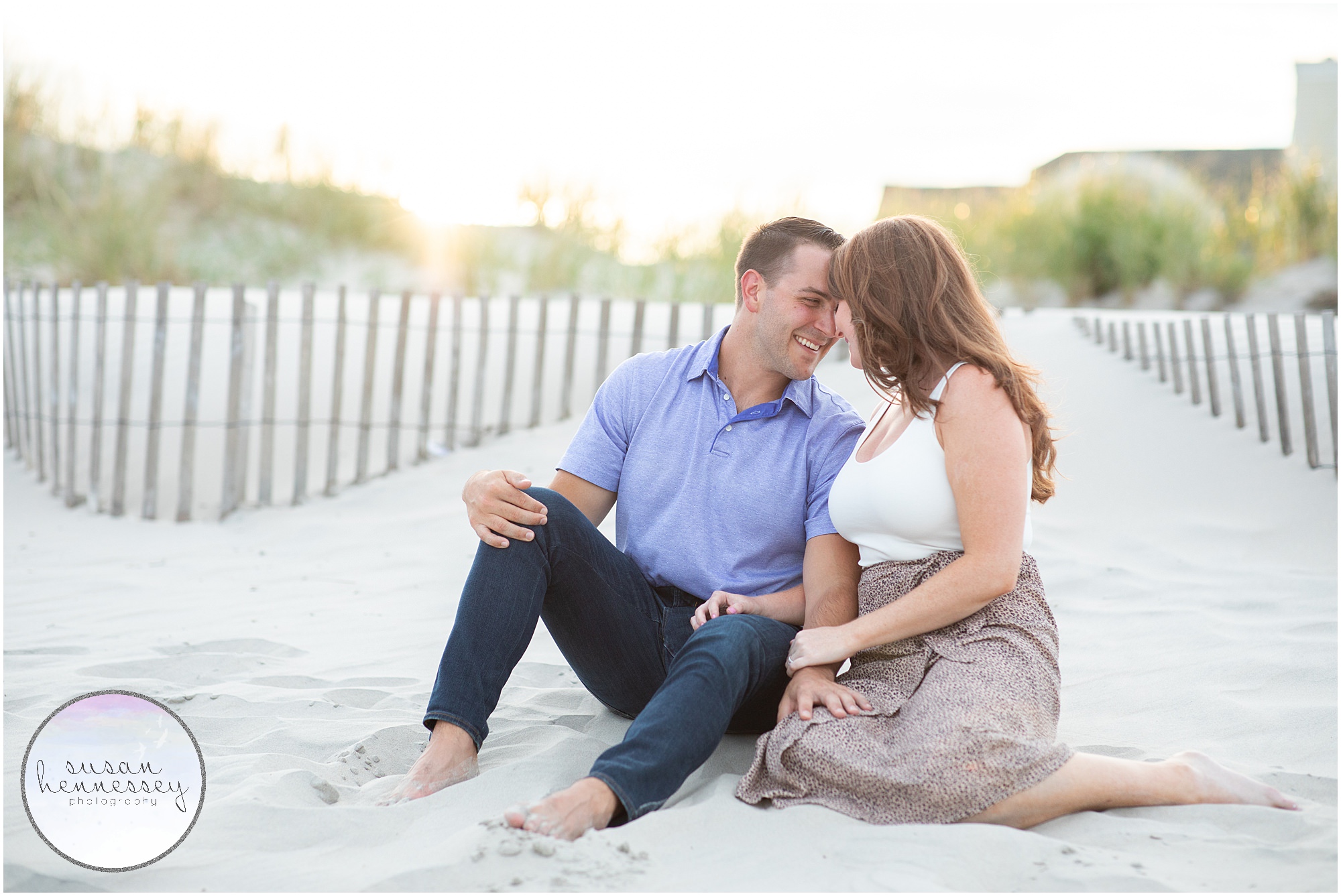 An engagement session on the beach after the couple's surprise proposal 