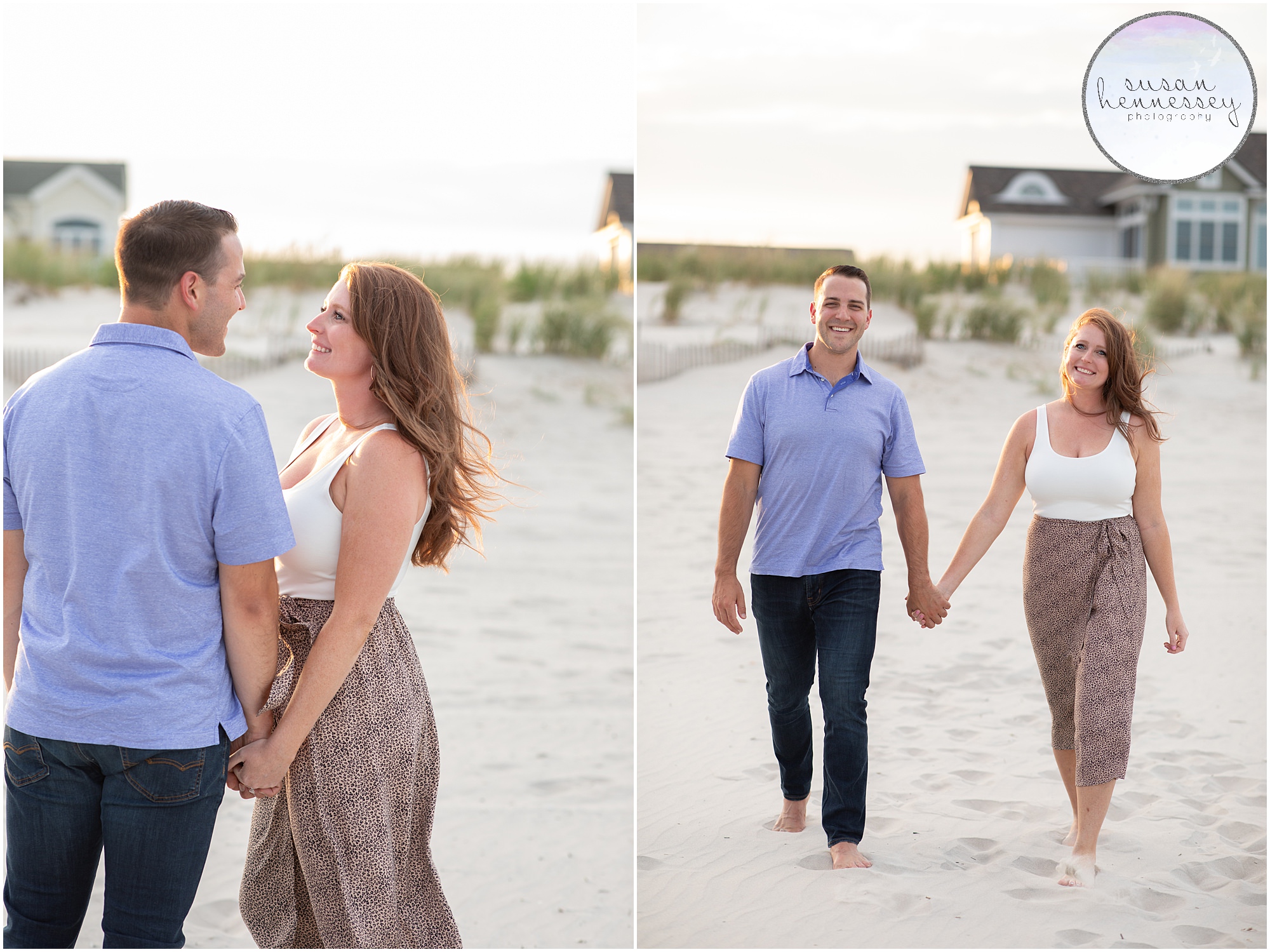 Romantic portraits of newly engaged couple after the surprise proposal.