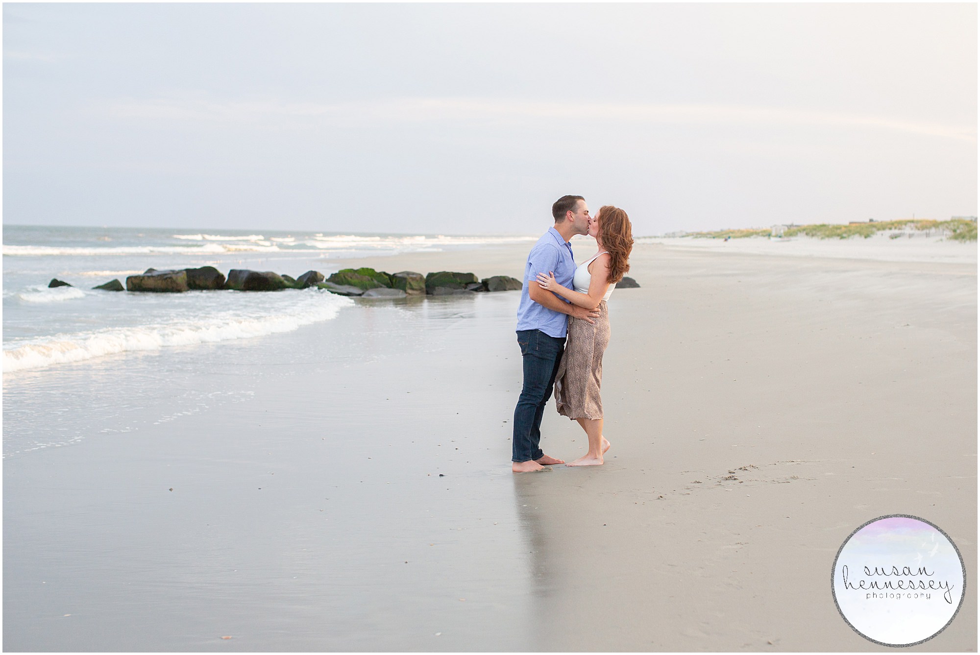 Engagement session after the proposal at the Jersey Shore