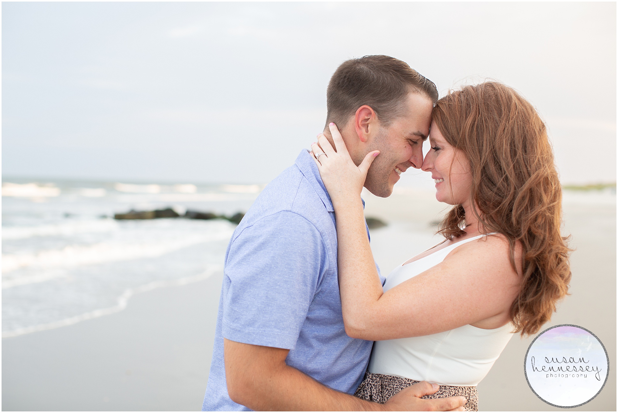 Engagement session after the surprise proposal at the Jersey Shore