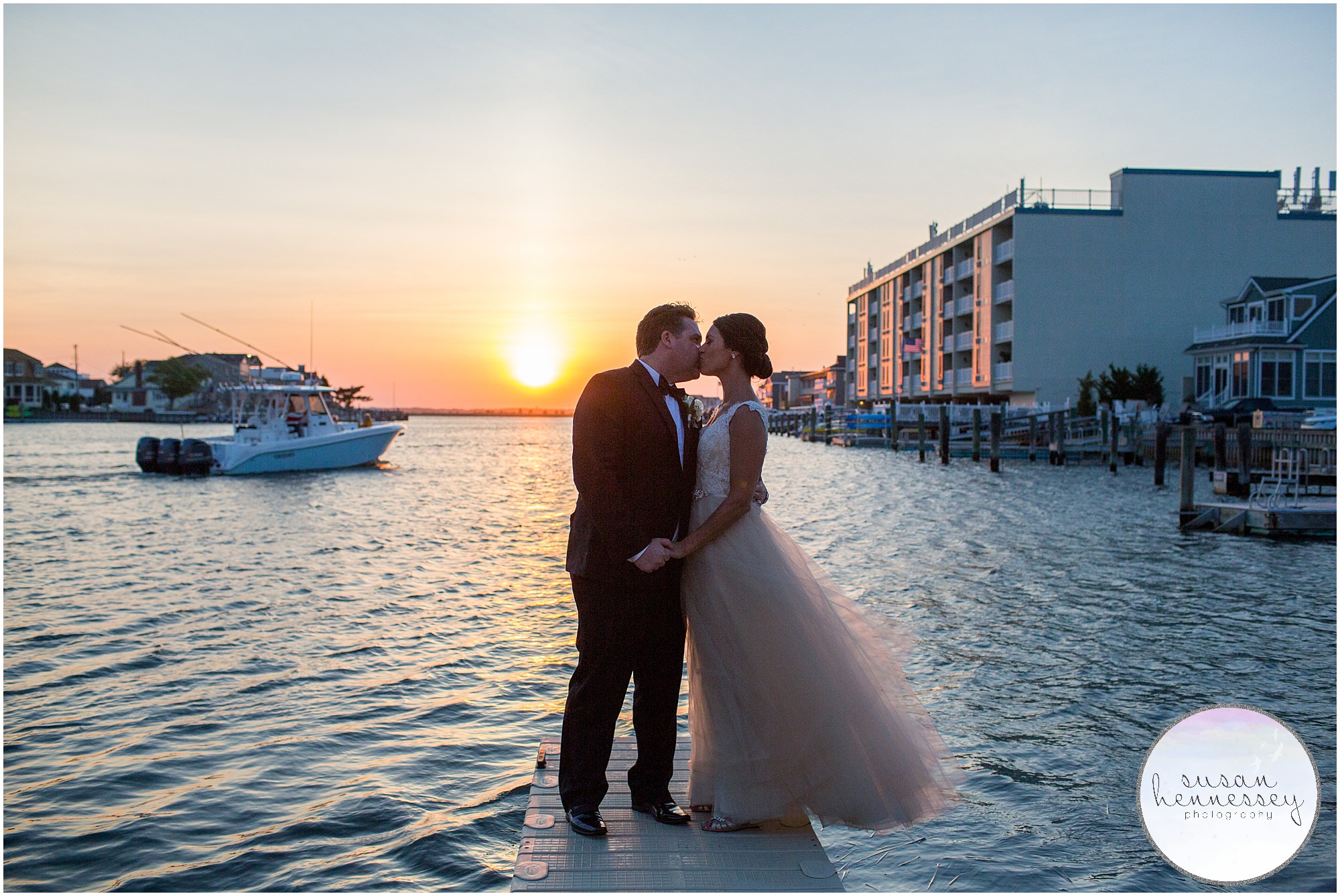 The sunset over the bay at the Reeds at Shelter Haven make it one of the best Jersey Shore wedding venues