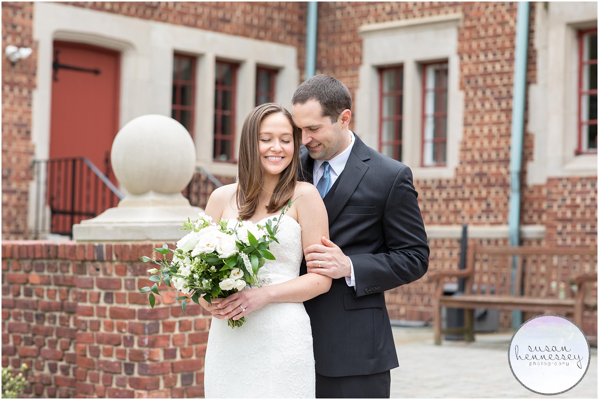 Bride and groom at their NJ Micro Wedding with Portraits at Community House of Moorestown