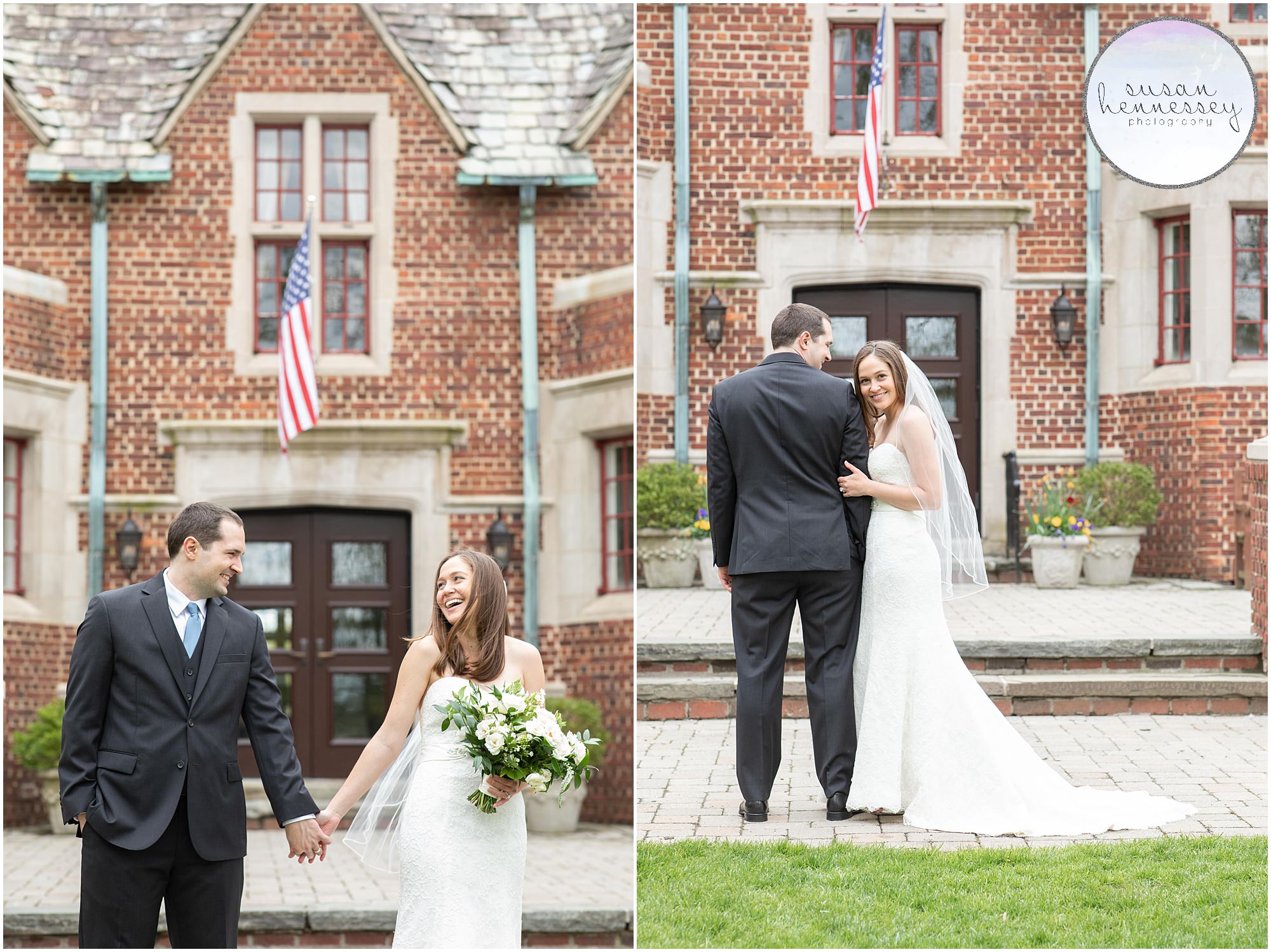 NJ Micro Wedding with bride and groom Portraits at the Community House of Moorestown