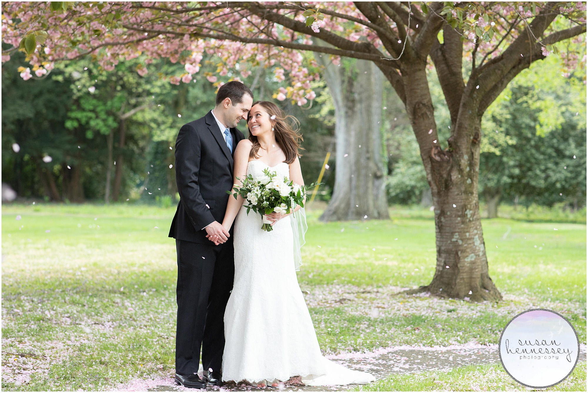 Spring NJ Micro Wedding with cherry blossoms