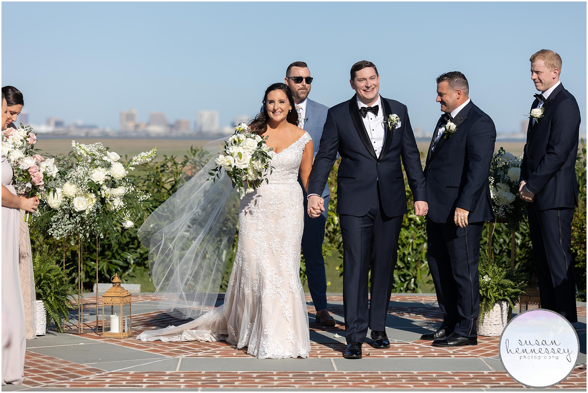 Couple says I do in an outdoor ceremony at Atlantic City Country Club Wedding