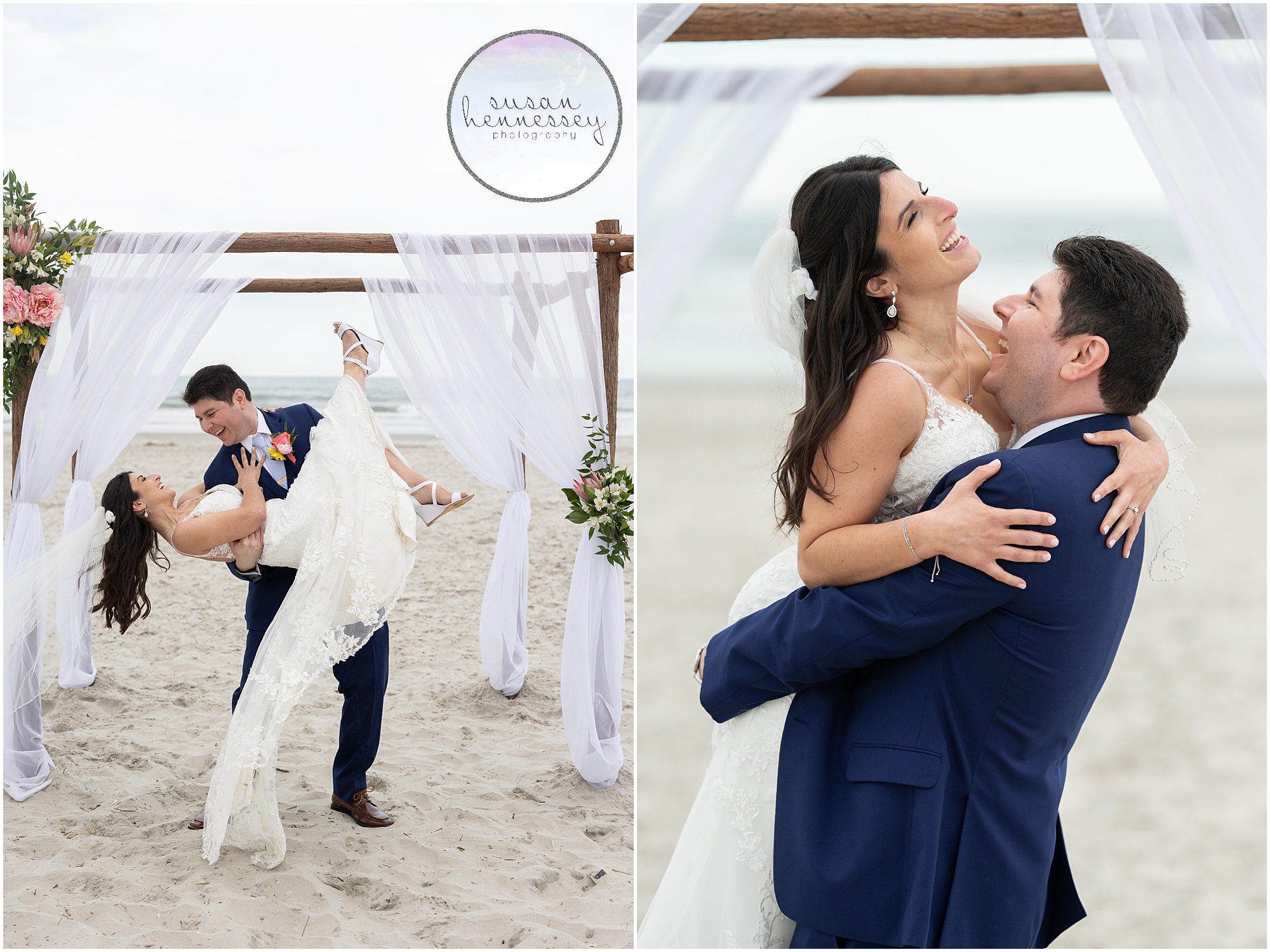 Happy and romantic portraits of bride and groom at ICONA Avalon wedding