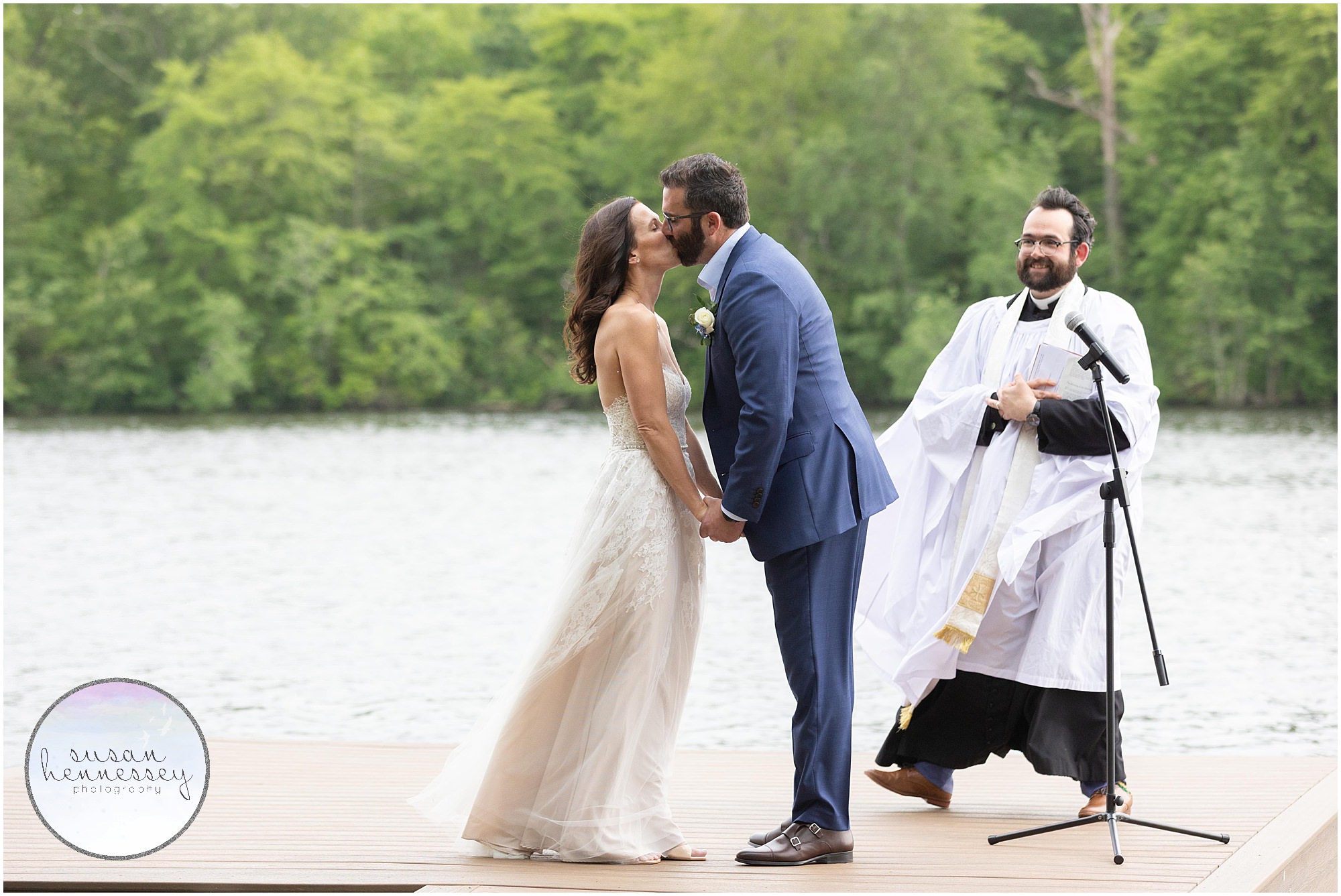 Ceremony on lake at South Jersey Backyard Wedding