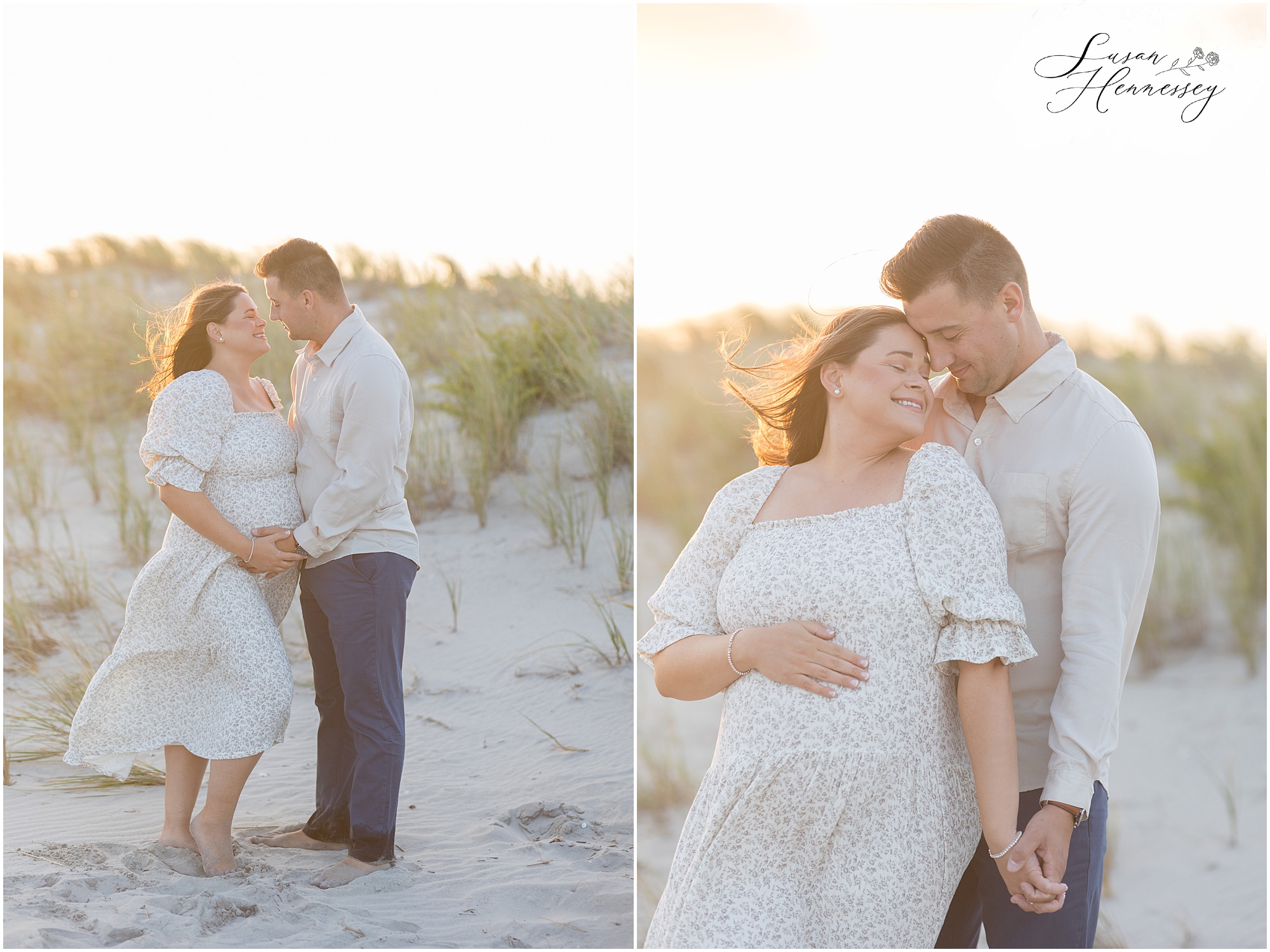 Sunset maternity sessions on the beach in OC NJ