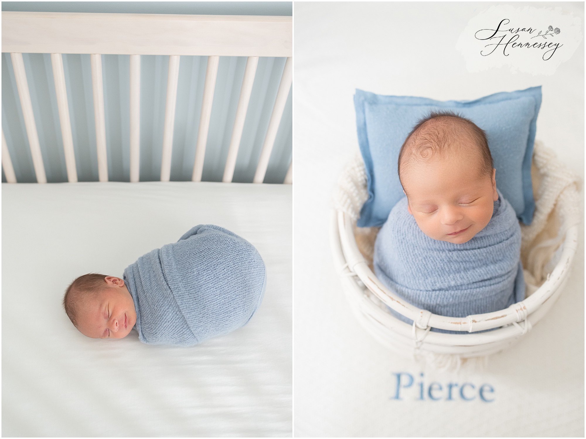 Solo portraits during newborn session at clients home