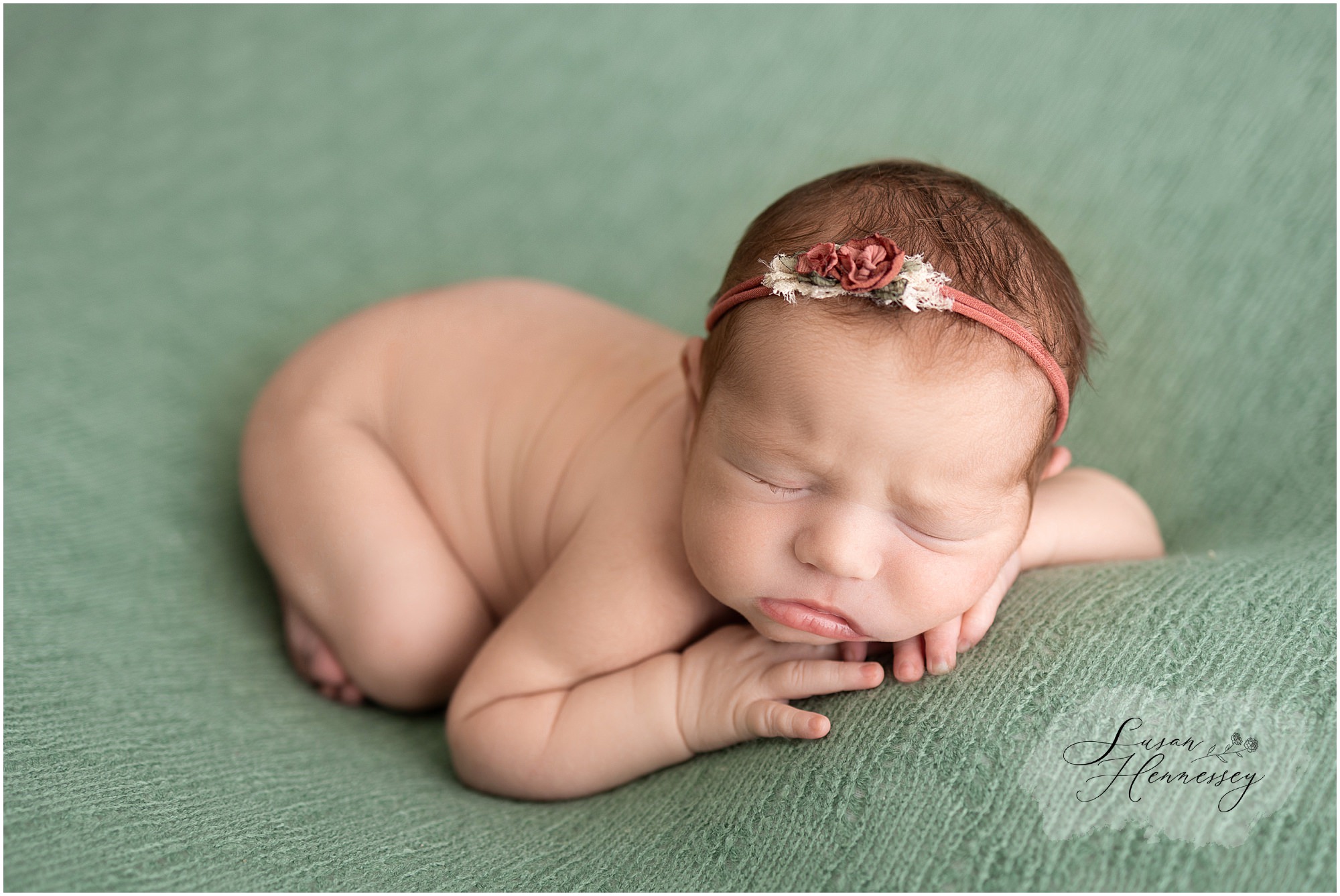 Green and pink color palette photographed by Susan Hennessey Photography, a burlington county newborn photographer based in moorestown. 