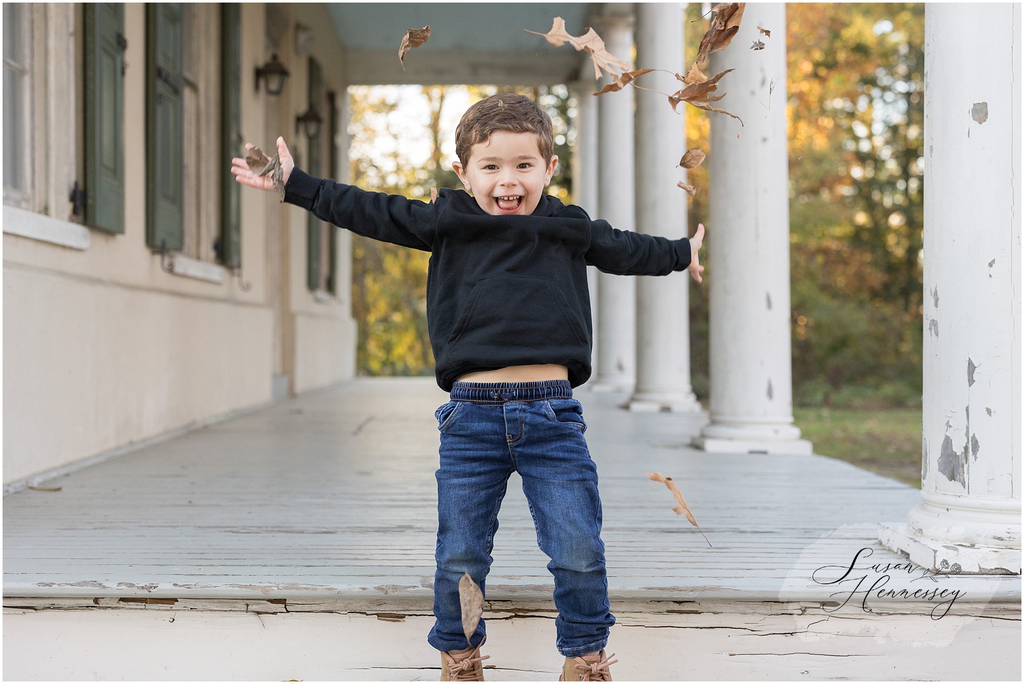 Fall family photos in Cherry Hill NJ during peak October color