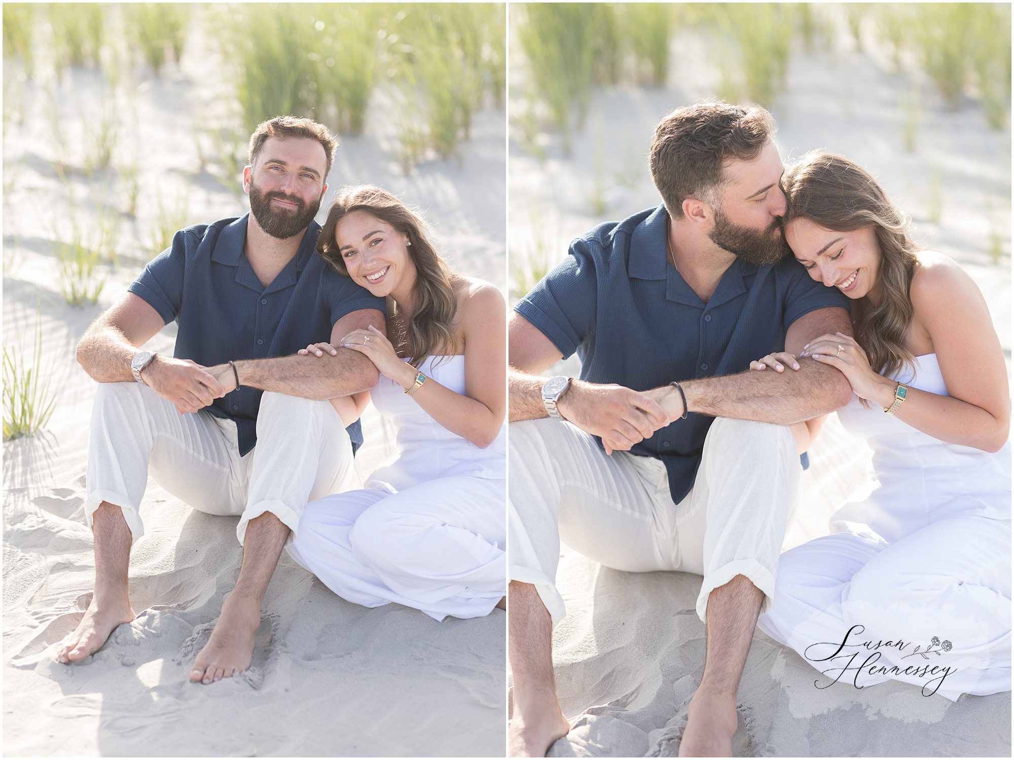 Beach engagement session along the Jersey Shore with natural light