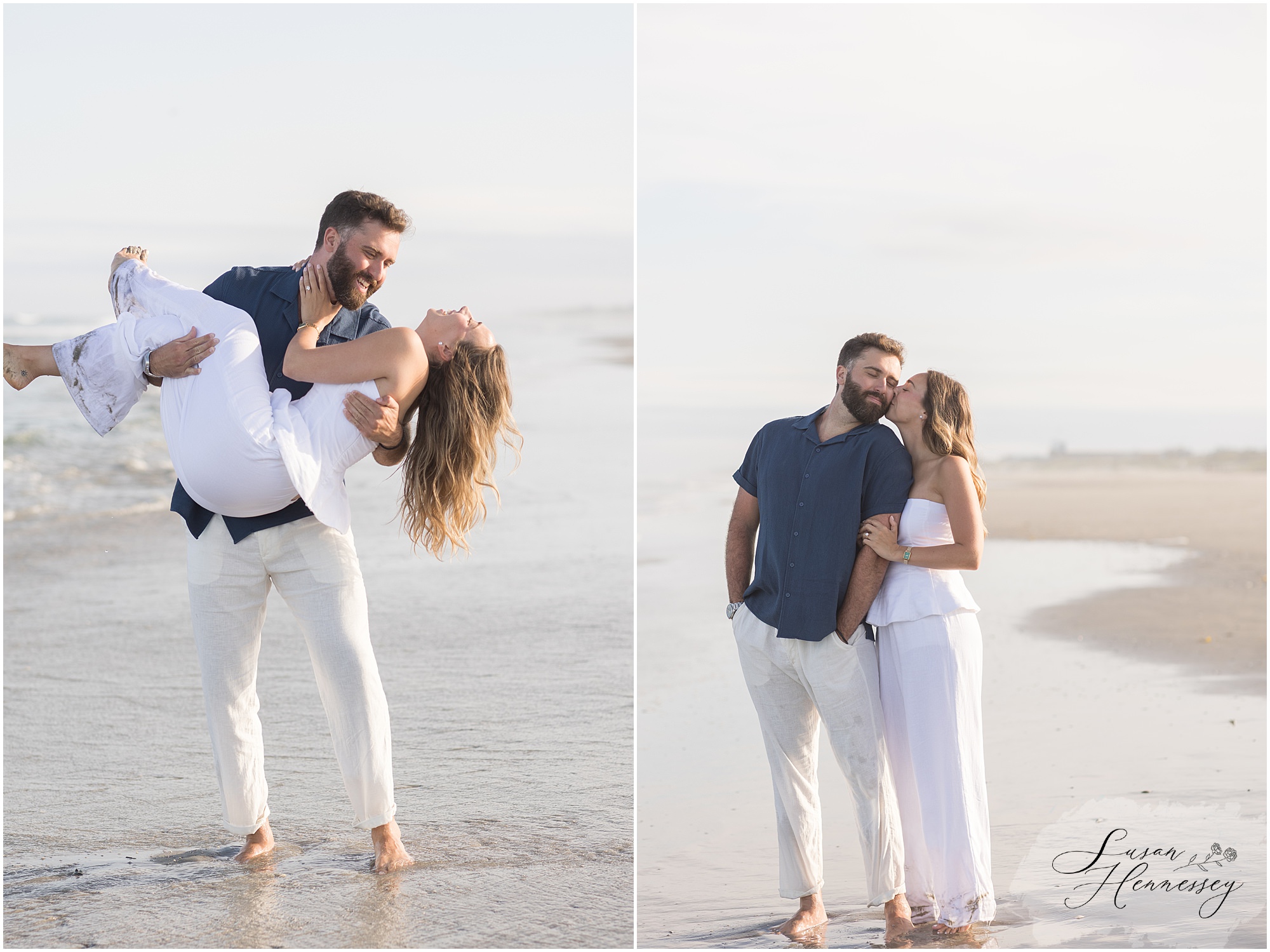 Candid couple portraits during a Jersey Shore engagement session