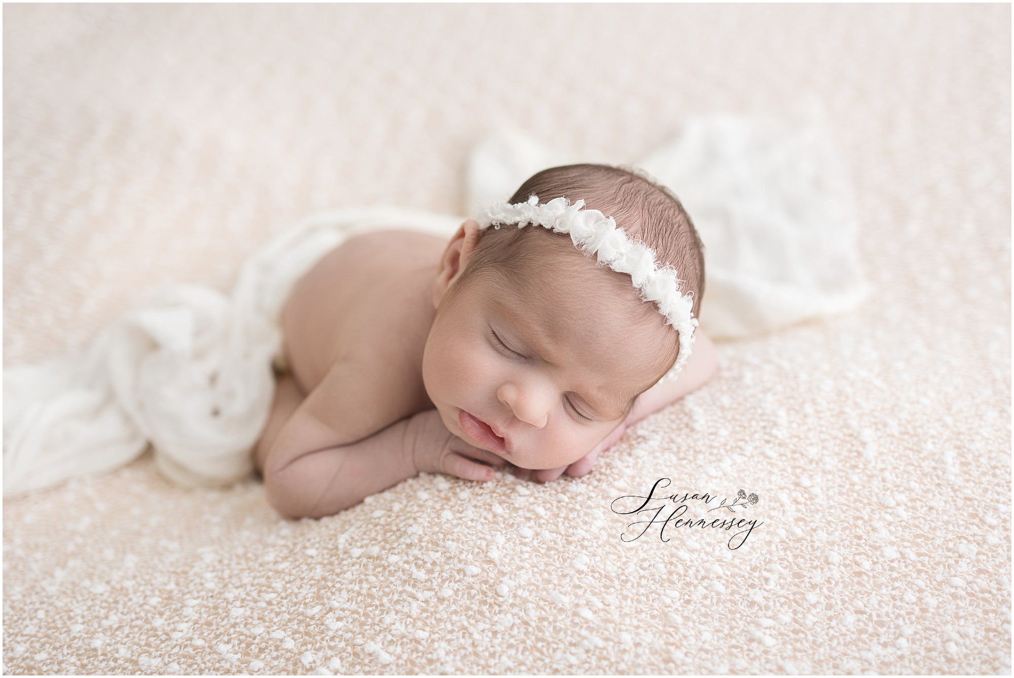 Timeless newborn photography of baby girl Natalie in neutral studio setting