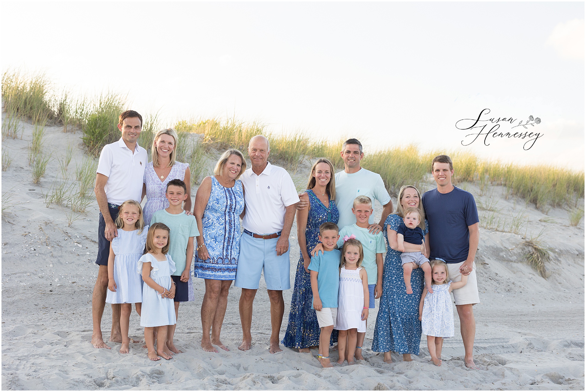 Extended family portrait captured during a Jersey Shore beach photography session