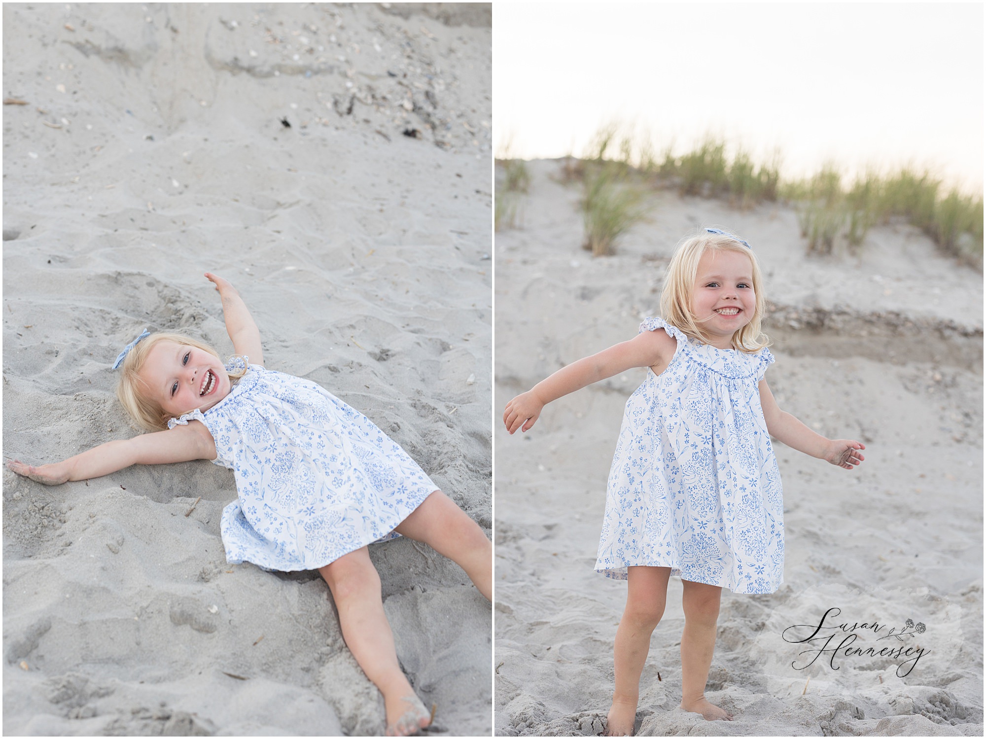 Children playing in the sand during a Jersey Shore family photography session
