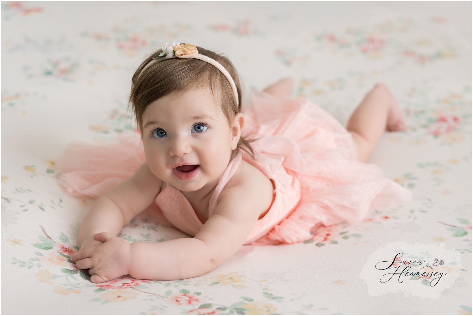 Newborn and milestone photography with cohesive studio styling