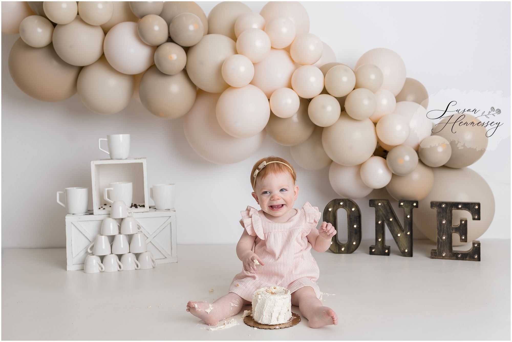 South Jersey first birthday cake smash session custom theme