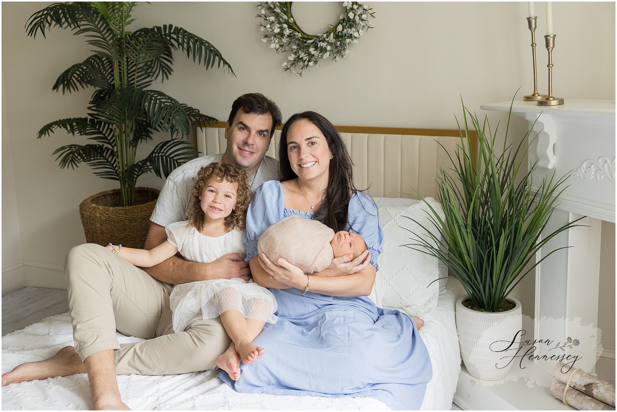 Baby Carson with his parents during a South Jersey newborn and family photography session