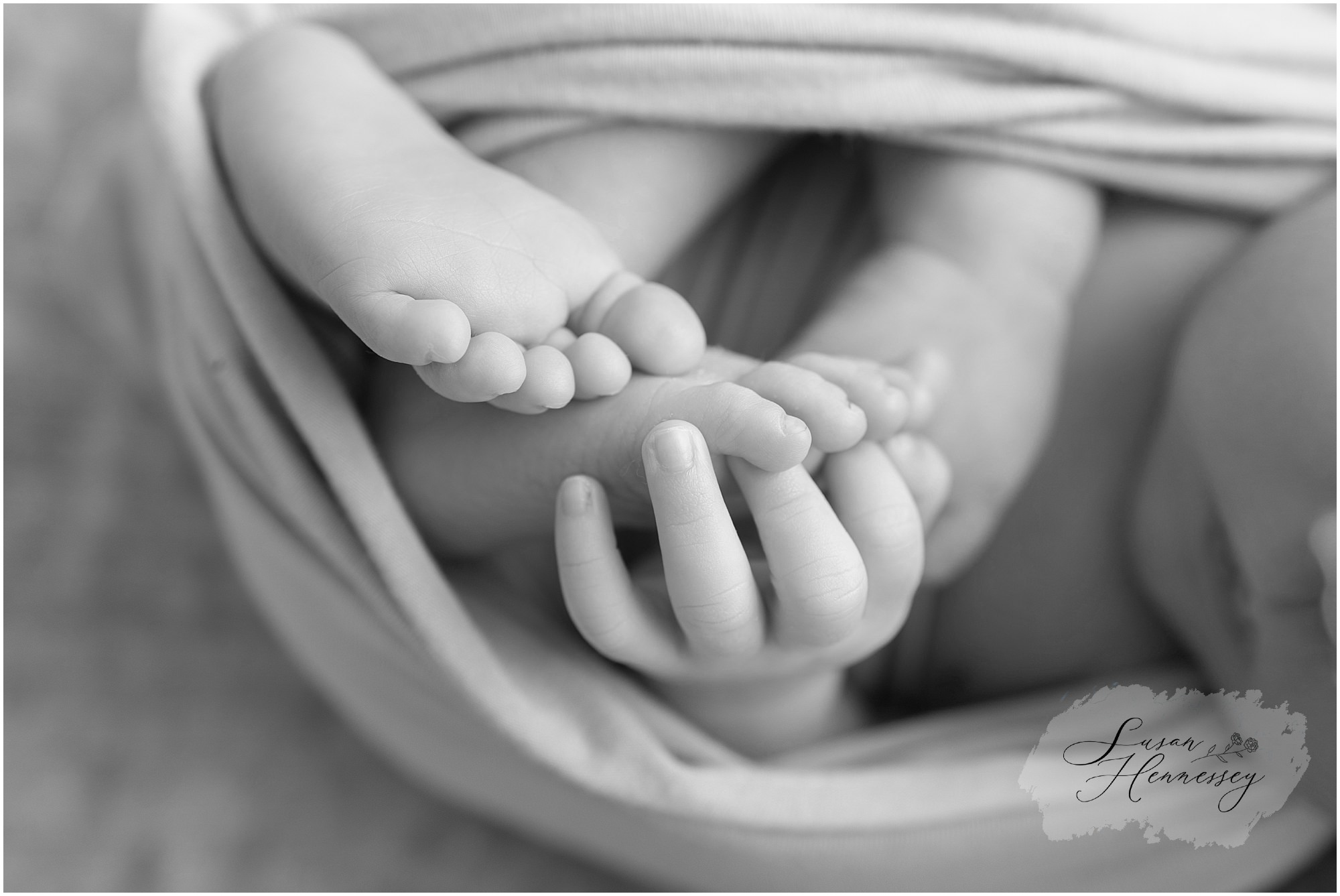 Tiny newborn details including hands and feet during Moorestown NJ baby photography session