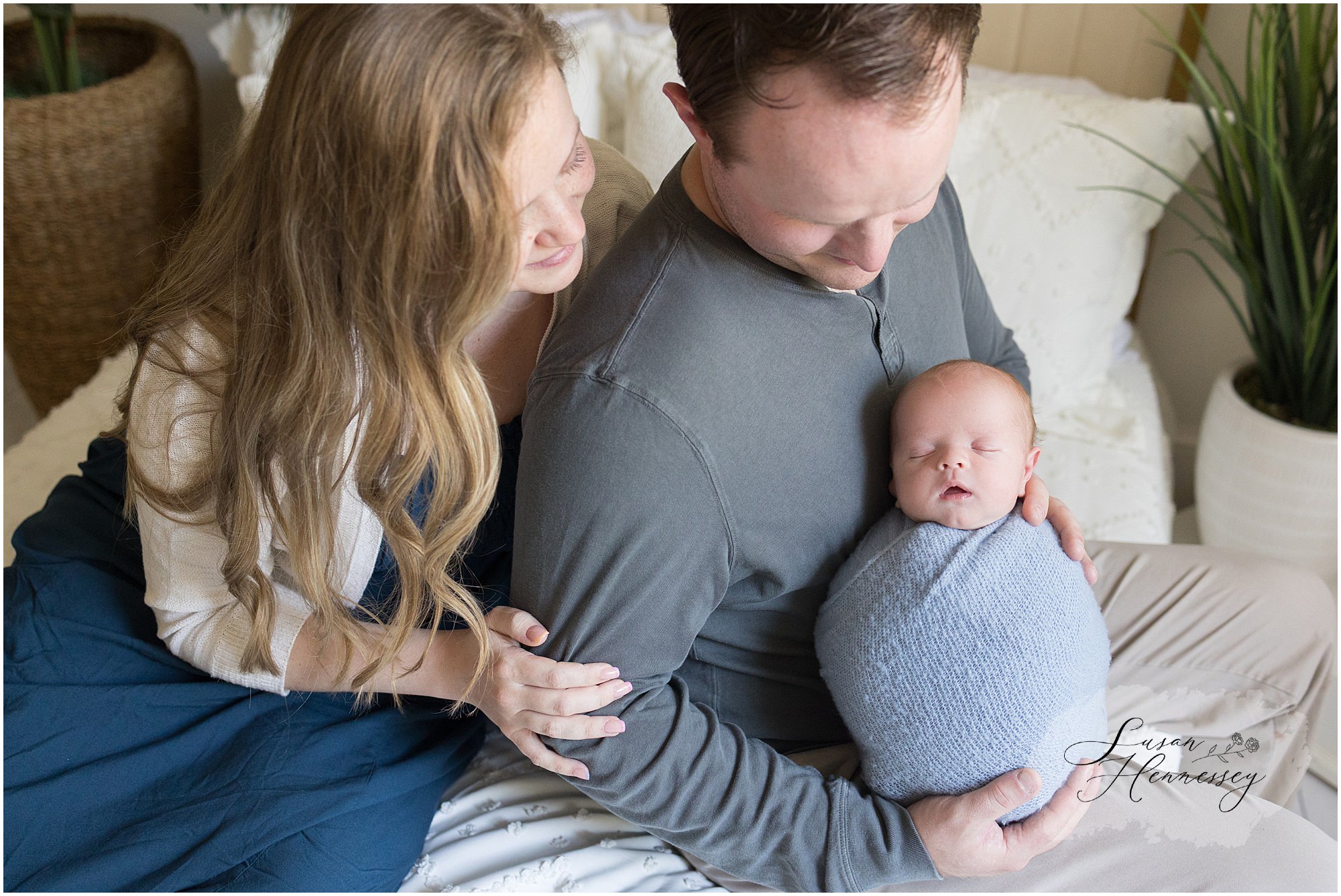 Family portrait with newborn baby Jack photographed in a South Jersey studio.